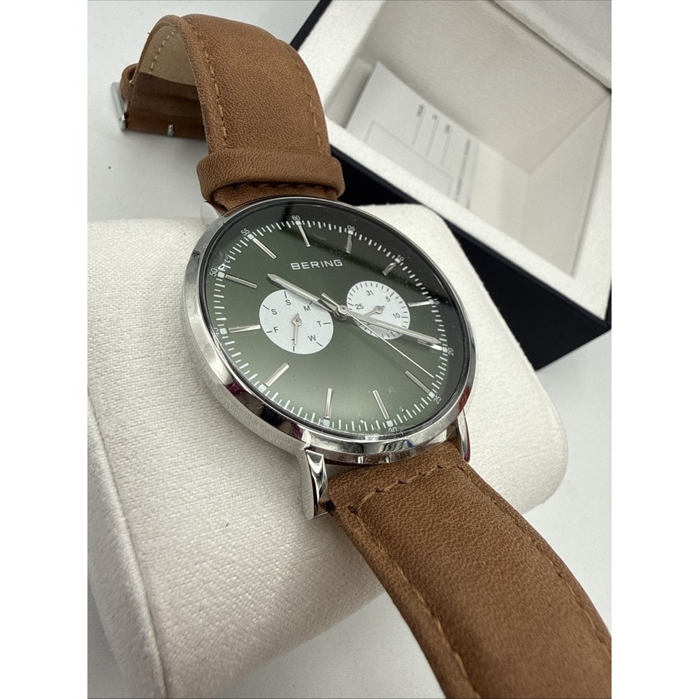 Bering Classic Green Sunray Dial Sapphire Sub Second 40mm Mens Watch